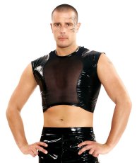 Krátke lakové tričko so sieťovou vložkou