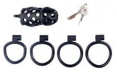 Čierny pás cudnosti pre mužov - dierkované prevedenie, veľkosť XL - obsah balenia