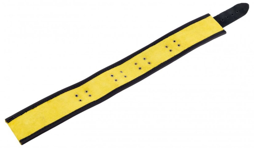 Kožený obojok "The Red" žlto-čierny s lemovaním