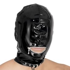 Laková maska so zipsom cez ústa - detail