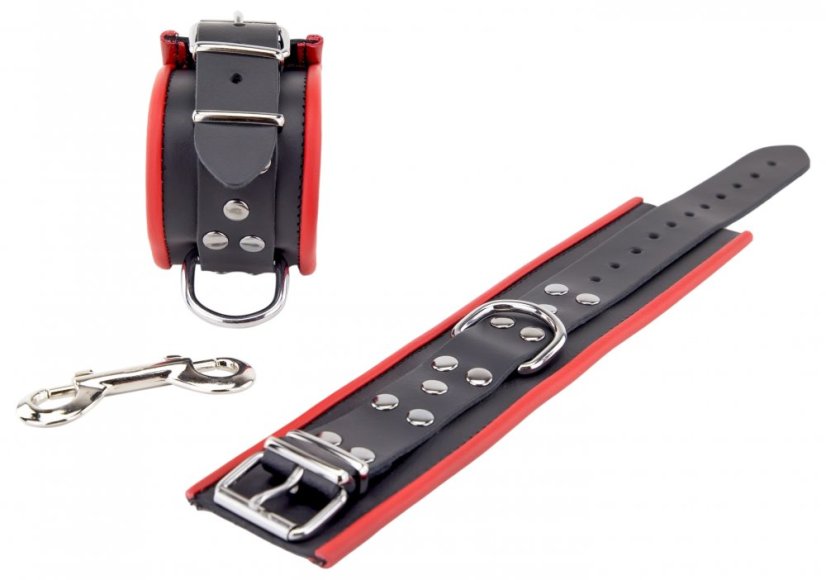 Kožené putá na nohy "The Red" čierno-červená - gb14974