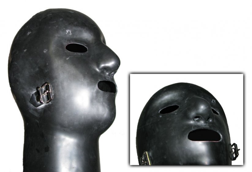 Extra silná latexová maska (1,20 mm) s trubicemi do nosu - detail