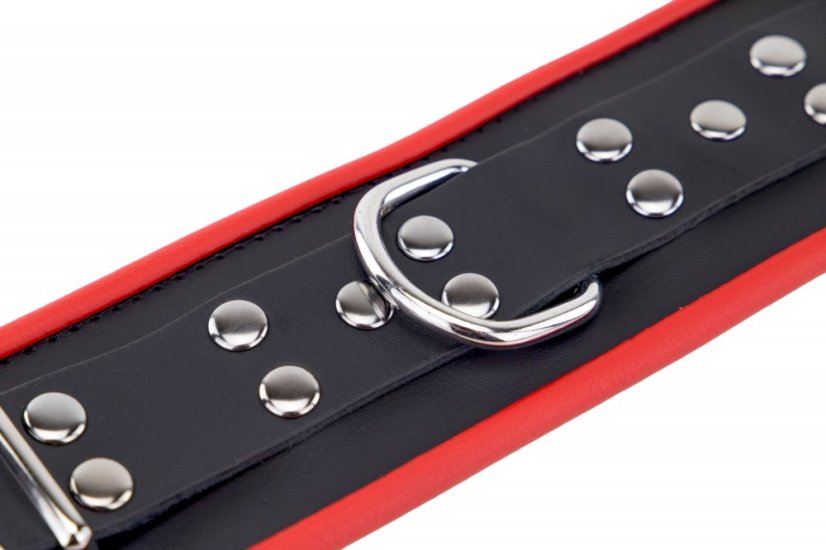 Kožené putá na nohy "The Red" čierno-červená - gb14974