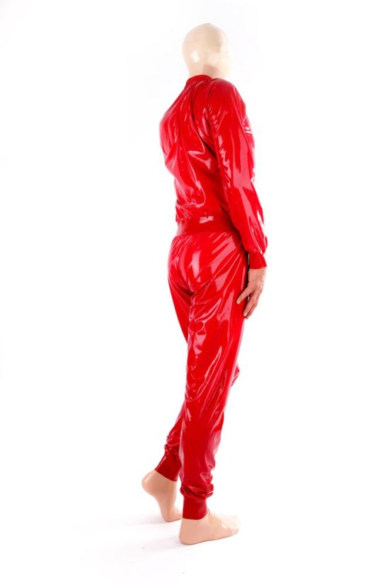 Voľný latexový catsuit so stojáčikom - červený