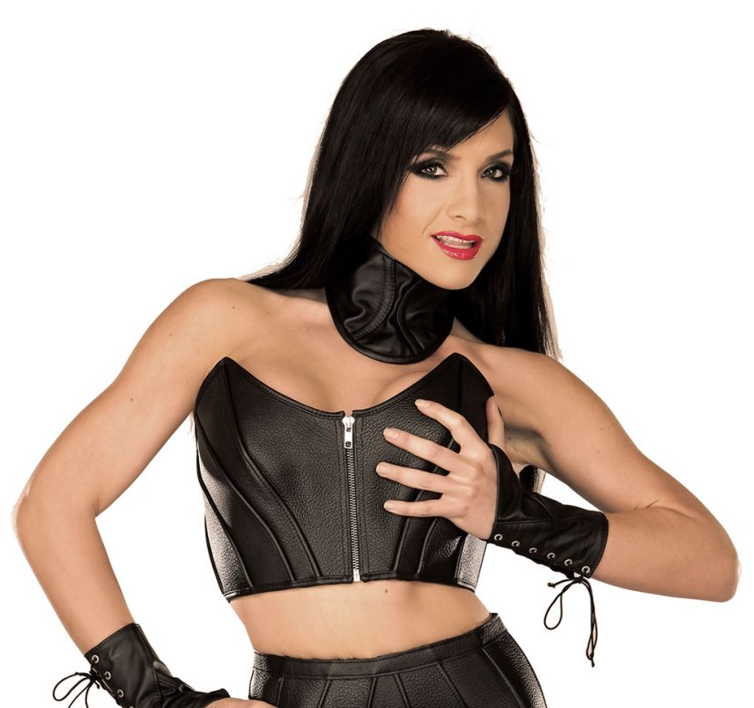 Robustný kožený korzetový top - detail spredu