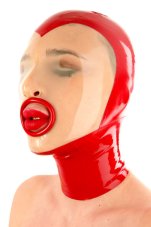Latexová maska pre orálny sex, bez očí - červená