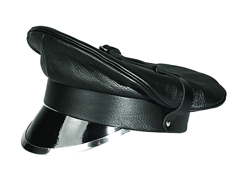 Kožená policajná čiapka (brigadírka) s lesklým šiltom