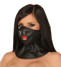 Leather neck corset with mouth opening