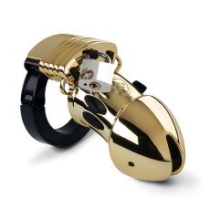 Pás cudnosti pro muže s rozšířením pro elektrostimulaci - Pubic Enemy No 1 - Gold Edition