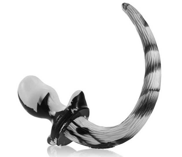 Anal Plug - Dog Tail OB Black and White L (11.5 x 6 cm) - gb27679