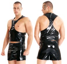 Lakované tielko s výrazným vykrojením cez prsia a lopatky