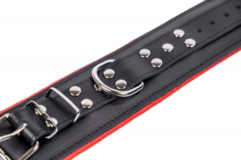 Kožená pouta na nohy "The Red" černo-červená (polstrovaná) - gb13405