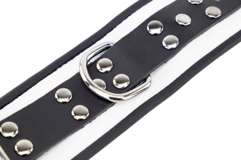 Kožená pouta na ruce "The Red" bílo-černá - gb29464