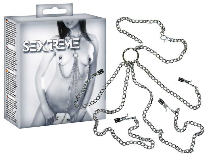 Retiazkový set so svorkami na bradavky a stydké pysky