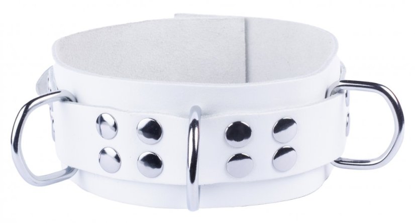 Kožený obojok "The Red" biely