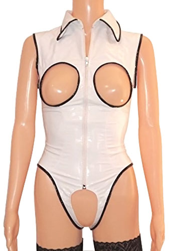 Lakované body s golierom a otvorenými prsiami - detail