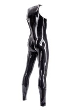 Men's latex sleeveless catsuit with crotch zipper - back view