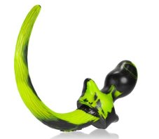 Anal plug - dog tail OB black-yellow M (9.5 x 5 cm) - gb27676