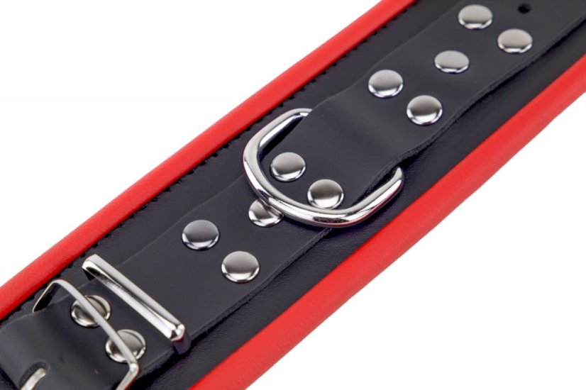 Kožená pouta na ruce "The Red" černo-červená - gb13423