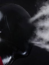 Latex catsuit with micro-perforated mask - mask detail