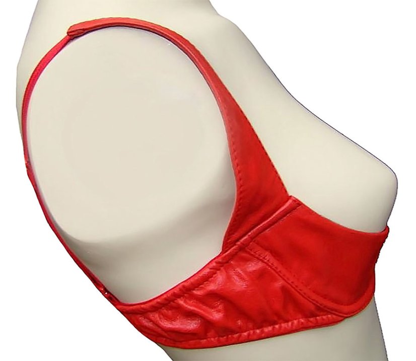 Kožená otevřená push-up podprsenka - pohled zboku
