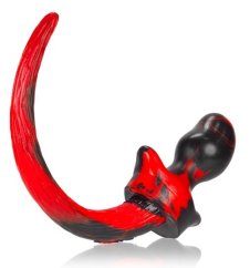 Anální kolík - psí ocásek OB černo-červený M (9,5 x 5 cm) - gb27673