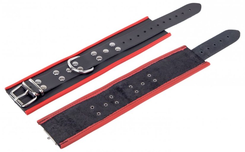 Kožené putá na nohy "The Red" čierno-červená - gb14974