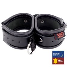 Leather Handcuffs "The Red" Black (FIRM BONDED) - gb29412