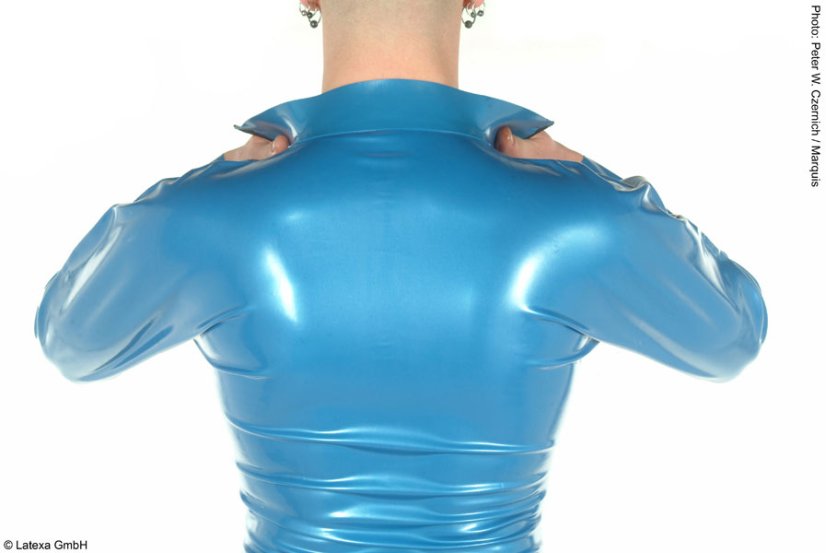 Latexová košeľa so stojáčikom - pohľad zozadu