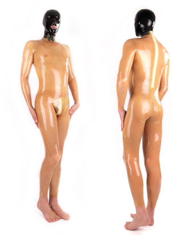 Pánsky latexový catsuit so zadným zipsom