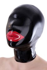 Latexová maska s mikroperforovanými očnými otvormi a červenými ústami Latexová maska s mikroperforovanými očnými otvormi a červenými ústami