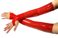 Dlhé lakové rukavice s voľnou dlaňou