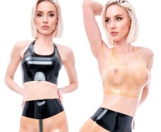 Dámsky latexový crop-top s pásikom za krk