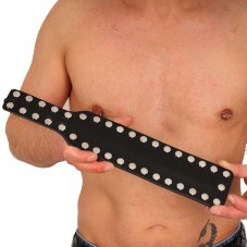 Leather paddle with metal fittings - 38 x 7.5 cm