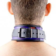 Kožený obojok "The Red" fialovo-čierny s lemovaním