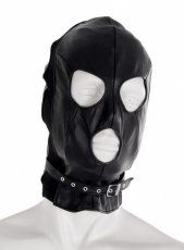 Kožená maska s úzkym obojkom - detail bočnej vsadky