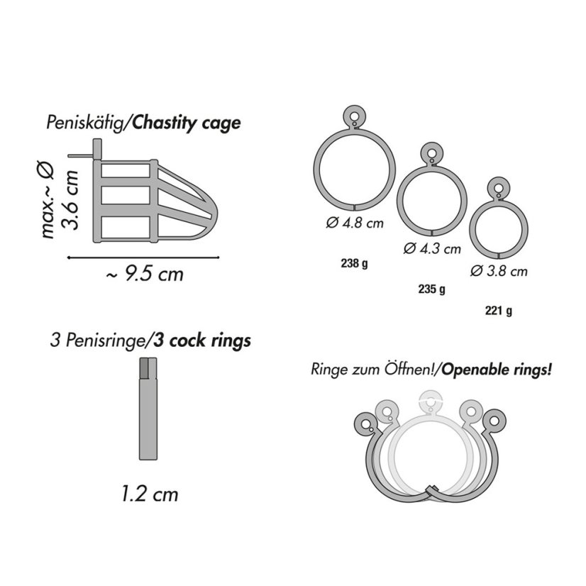 Pánsky pás cudnosti - rozmery