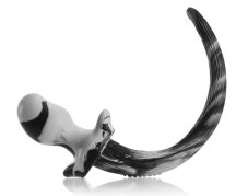 Anal plug - dog tail OB black and white M (9.5 x 5 cm) - gb27674