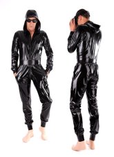 Voľný latexový catsuit s kapucňou
