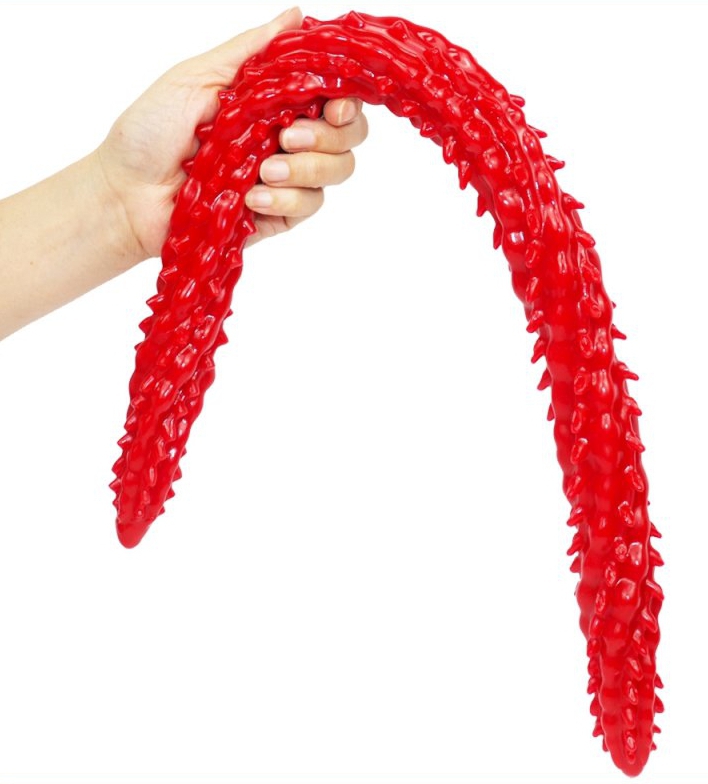 Long Dildo Barded 60 x 4 cm Red - gb41023