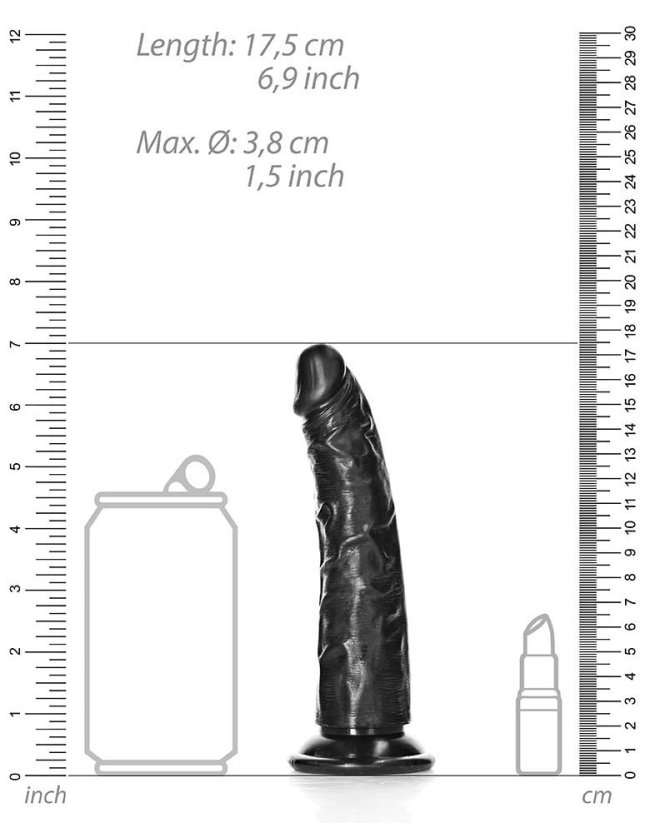 Slim Dildo RealRock 15,5 x 3,8 cm Black - gb44843