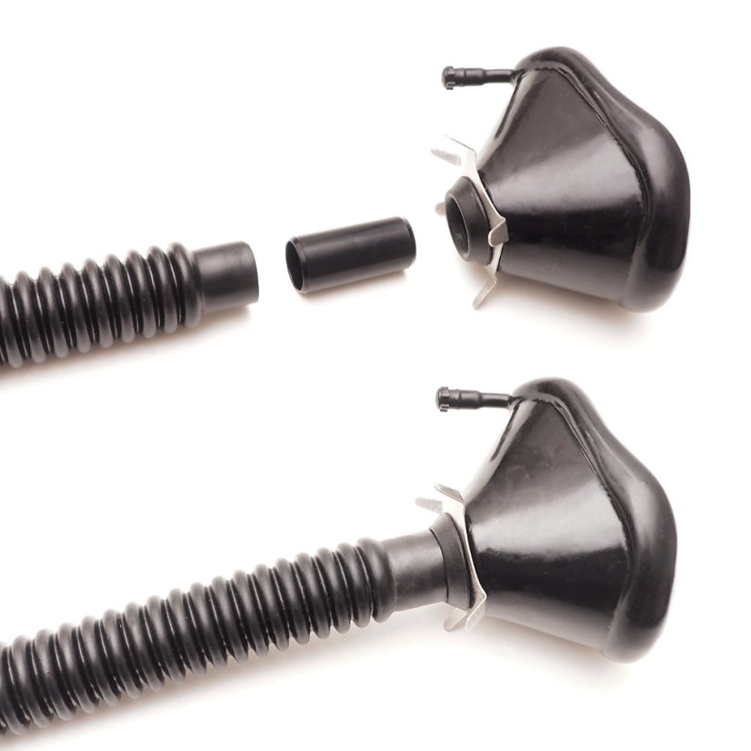 Gumová resuscitační maska (dýchací náhubek) - způsob připojení hadice