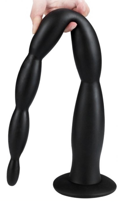 Long Dildo Scale Beads XL 60 x 6 cm Black - gb13455