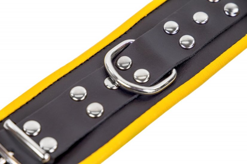 Kožené putá na nohy "The Red" čierno-žltá - gb30077