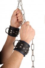 Leather Hand Restraints "The Red" Black and Blue - gb29335