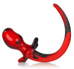 Anální kolík - psí ocásek OB černo-červený S (8 x 4 cm) - gb13997