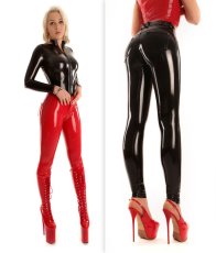 Dámské latexové legíny v džínovém střihu