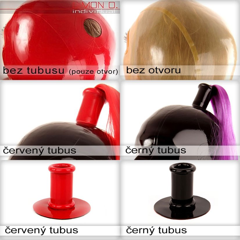 Latexová maska s transparentním obličejem a klasickými otvory - varianty ohonu