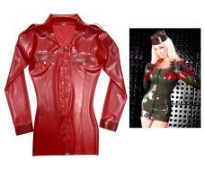 Women's latex sexy uniform - red