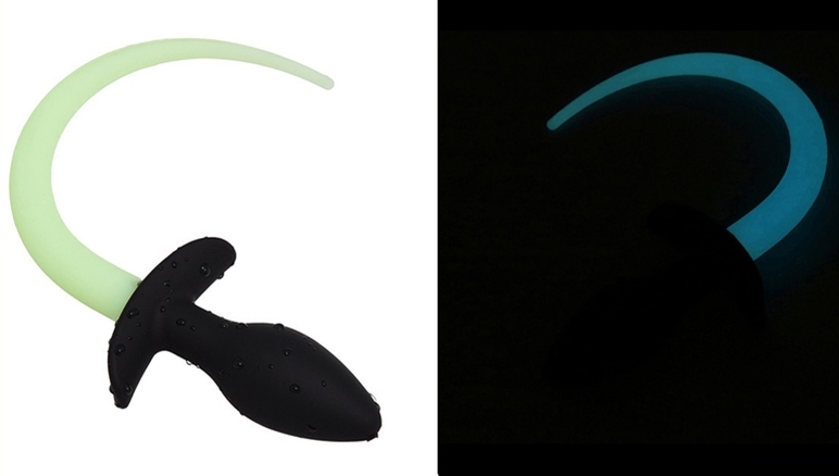 Anální kolík se svítivým ocáskem zelený (8 x 3,2 cm) - gb33885